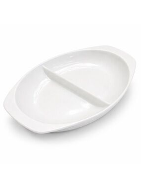 Vintage Pyrex Classic Handled White Divided Serving Dish #1063 1 1/2 Quart